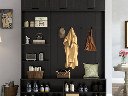 Farmhouse Hall Tree & Bench And Shoe Storage