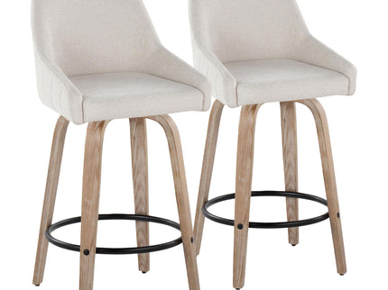 Hannah - Transitional Fixed Height Counter Stool With Swivel With Round Footrest (Set of 2)