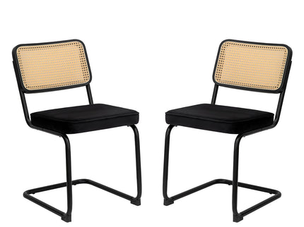 Rattan Side Accent Dining Chairs With Painted Legs (Set of 2)