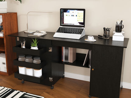 Foldable Sewing Table With Locking Casters