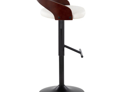 Grotto - Contemporary Adjustable Barstool With Swivel & Straight T Footrest (Set of 2)