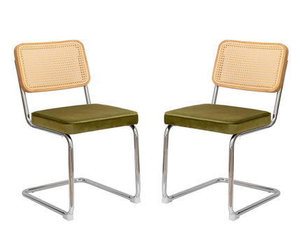 Rattan Side Accent Dining Chairs With Painted Legs (Set of 2)