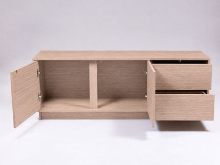 TV Stand For TVs Up To 60" With 2 Doors And 2 Drawers - Natural Walnut