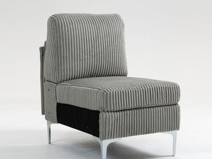 Single Couch Modular Armless Accent Chair With Back Cushion