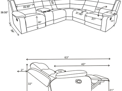 Aaron - 3 Piece Upholstered Sectional - Smoke