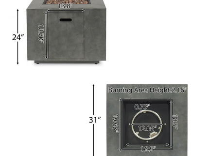 Outdoor Patio Gas Burning Fire Pit Table 50, 000 Btu, Square