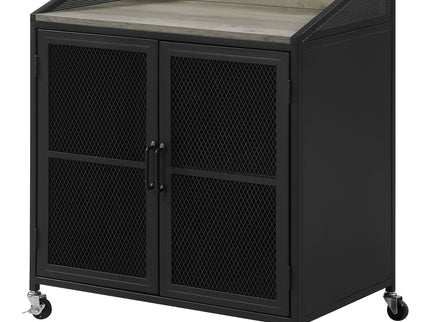 Arlette - 2 Door Mobile Home Bar Wine Cabinet With Smooth Rolling Casters - Black