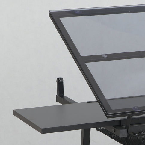 Adjustable Tempered Glass Drafting Printing Table With Chair