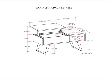 Lowry - Lift Top Coffee Table - Distressed Charcoal Brown