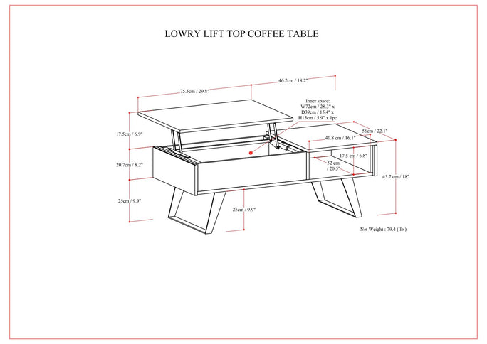 Lowry - Lift Top Coffee Table - Distressed Charcoal Brown