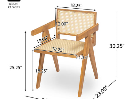 Chandigarh Arm Dining Chair With Natural Cane Design (Set of 2)