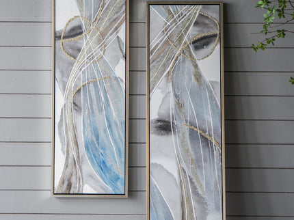 Elongated Modern Abstract Oil Paintings, Wall Art For Living Room Dining Room Bedroom Office Entryway (Set of 2) - Multicolor