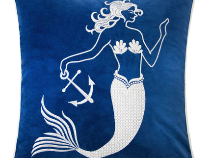 Liz Mermaid Pillow Cover With Matching Back And Hidden Zipper - Indigo