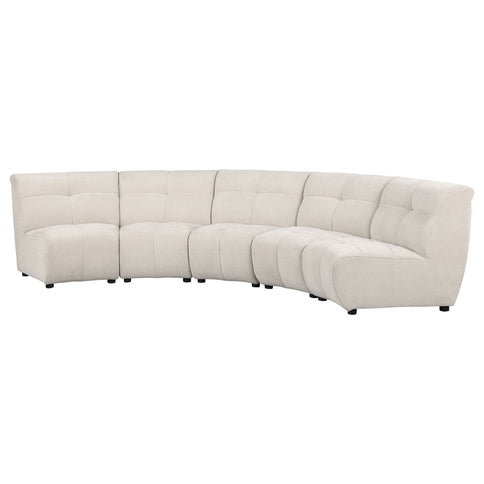 Oliver - 5 Piece Upholstered Sectional Sofa With Curved Silhouette - Ivory