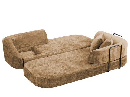 3 Seater Sofa With Built In Pet Bed Nook, Curved Design And 2 Throw Pillows