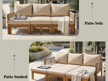 Outdoor 3 Seat Patio Sunbed