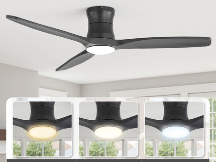 52" Ceiling Fan With Light, Dimmable DC Reversible Motor, 3 Blades