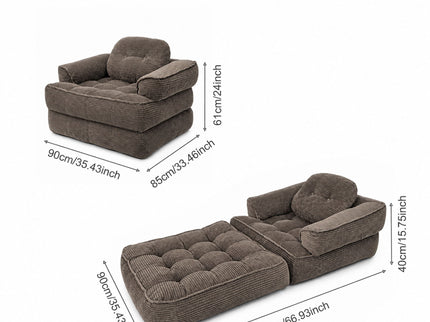 Convertible 2 In 1 Armrest Sofa For Bedroom