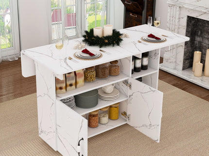 Multi Functional Folding Table With Storage Shelves And Wheels
