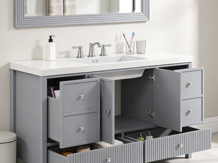 Bathroom Vanity With Separate Sink, Soft Close Doors And 4 Drawers