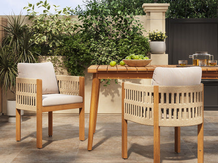 Outdoor Dining Chairs With Mix Rope Handles (Set of 2)