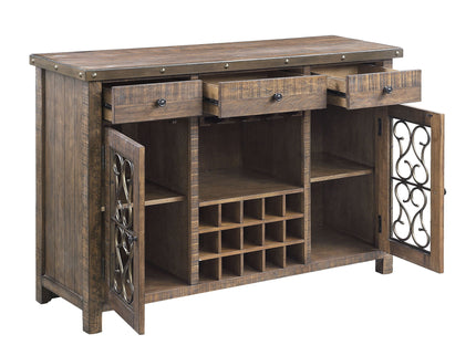 Raphaela - Server With Cup Holder & Wine Rack - Cherry