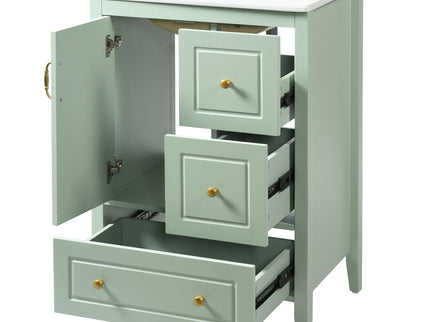 Retro Bathroom Vanity With Sink, Soft Closing Cabinet & Drawers