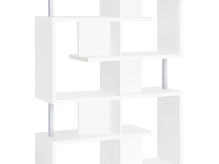 5 Tier Geometric Bookcase - White