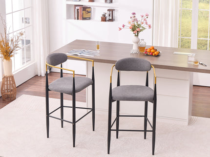 Upholstered Bar Stool With Ergonomic Design (Set of 2)