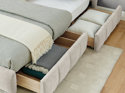 Modern Platform Bed Frame With Thick Fabric
