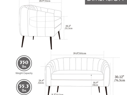 Mini Loveseat, 2 Seater Sofa