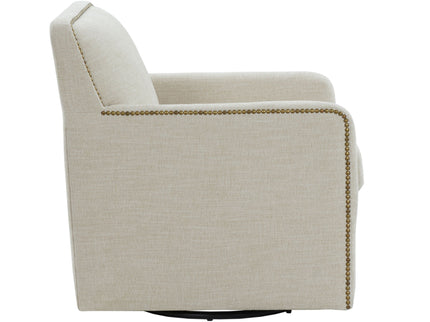 Tolland - Swivel Accent Chair With Antique Brass Nailhead Trim - Beige