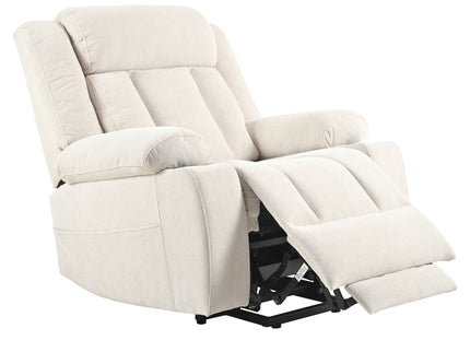 Power Lift Recliner Chair With Extended Footrest, Remote Control, Cup Holders, And Side Pockets