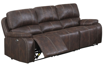 Power Reclining Sofa With Built In USB Port - Chocolate