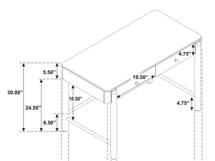 Anser - 2 Drawer Vanity Desk Makeup Table Rounded Design - Black