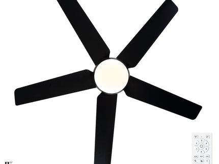 Ceiling Fan With Lights And Remote Control, Reversible DC Motor, 6 Speeds, 3 Cct Dimmable LED, Quiet Timer For Indoor - Black