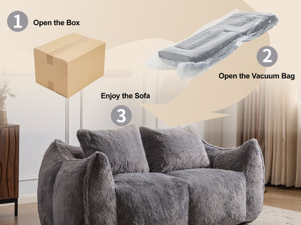 Giant Bean Bag Couch, Ultra Soft Fluffy Loveseat For Living Room