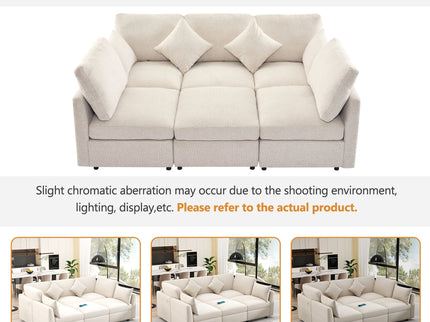 Sectional Sofa Modular U-Shaped With Ottoman & USB Ports