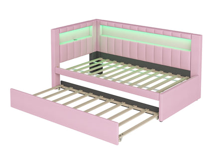 Upholstered Platform Bed With USB Ports And LED Belt