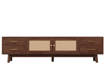 70" TV Stand With Doors For TVs Up To 80", Media Console With 4 Drawers & Cable Holes - Dark Brown