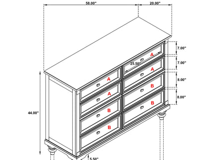 Berwick - 8 Drawer Dresser Cabinet With Felt Lined Drawers - Dark Oak