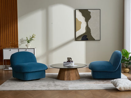 Pumpkin Shaped Swivel Accent Chair, 360 Degree Rotation For Living Room