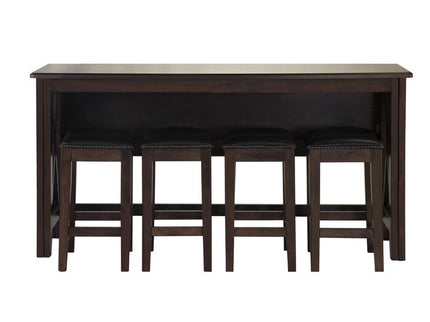 Drop Leaf Table With 4 Stools - Dark Brown
