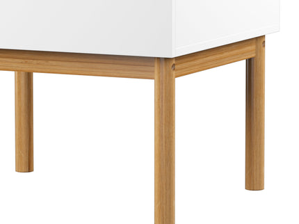 Nightstand With Drawer, Minimalist Bedside Table With Handle For Bedroom - White