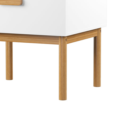 Nightstand With Drawer, Minimalist Bedside Table With Handle For Bedroom - White