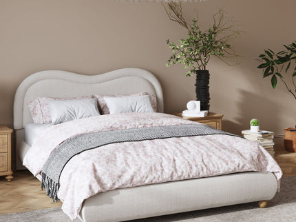 Upholstered Platform Bed Frame With Curved Headboard