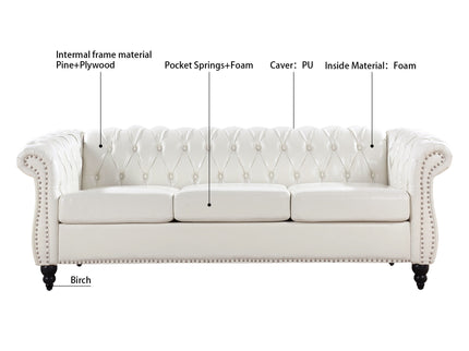 Rolled Arm Chesterfield 3 Seater Sofa