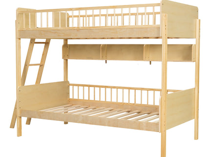 Bunk Bed With 3 Storage Shelves, Adjustable Ladder Left Or Right