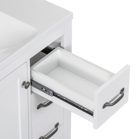 Modern Bathroom Vanity Base Only, 6 Drawer Storage With Adjustable Shelf
