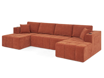 U - Shaped Sectional Sofa, Cup Holders & Side Pockets For Living Room